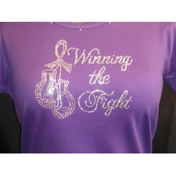 Rhinestone Cancer Survivors Shirt  (Winning The Fight)